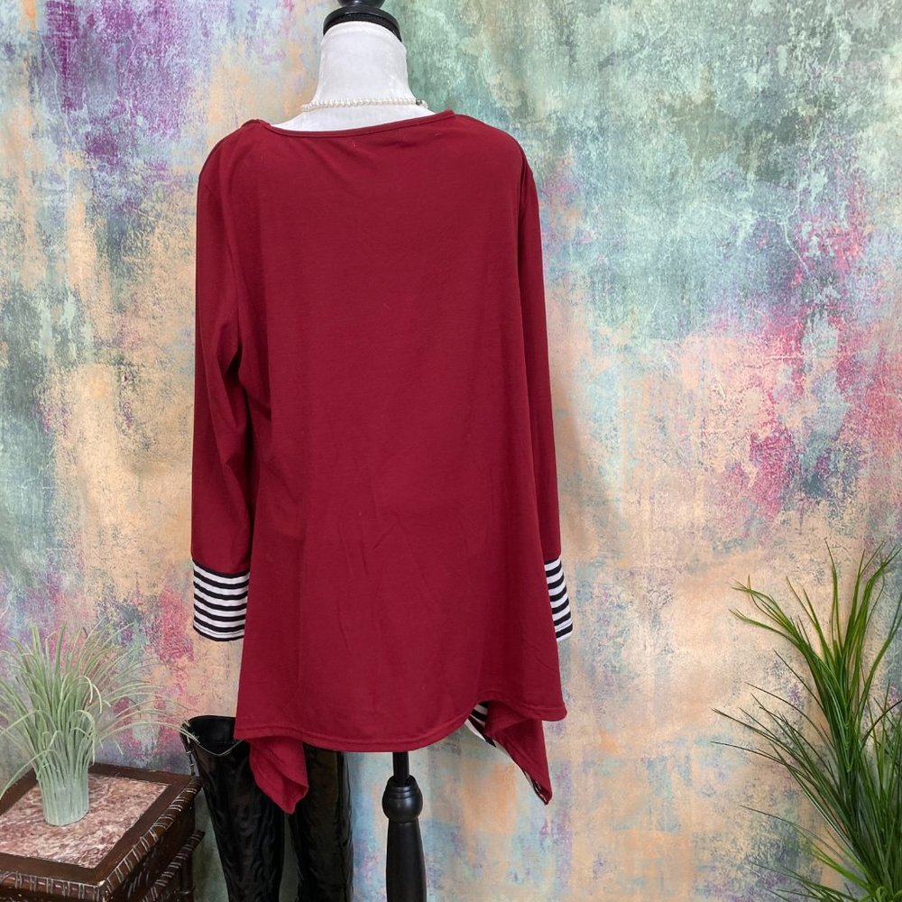📌Xin Yi  Asymmetric Striped Tunic - long Shirt - Picture 2 of 15